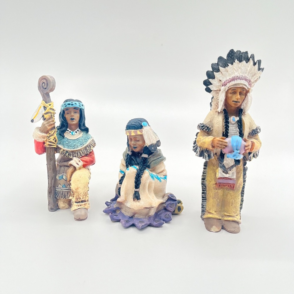 Vintage WMG Native Americans Hand‎ Painted Figurines 2003